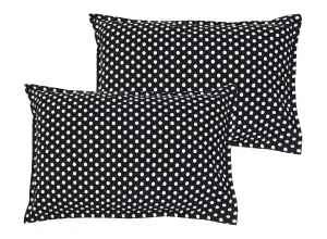Cotton Polka Dot Black Pillow Covers Pack Of 2