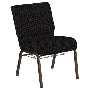Embroidered 21''W Church Chair in Scatter Fabric with Book Rack - Gold Vein Frame