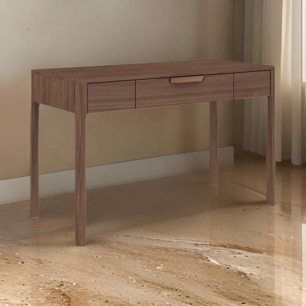 Gemni 47 Inch Office Desk, 1 Drawer, Rectangular, Walnut Brown Wood Finish By Casagear Home