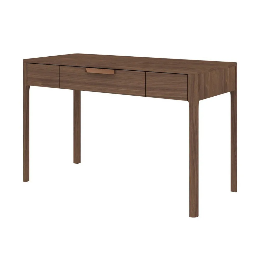 Gemni 47 Inch Office Desk, 1 Drawer, Rectangular, Walnut Brown Wood Finish By Casagear Home