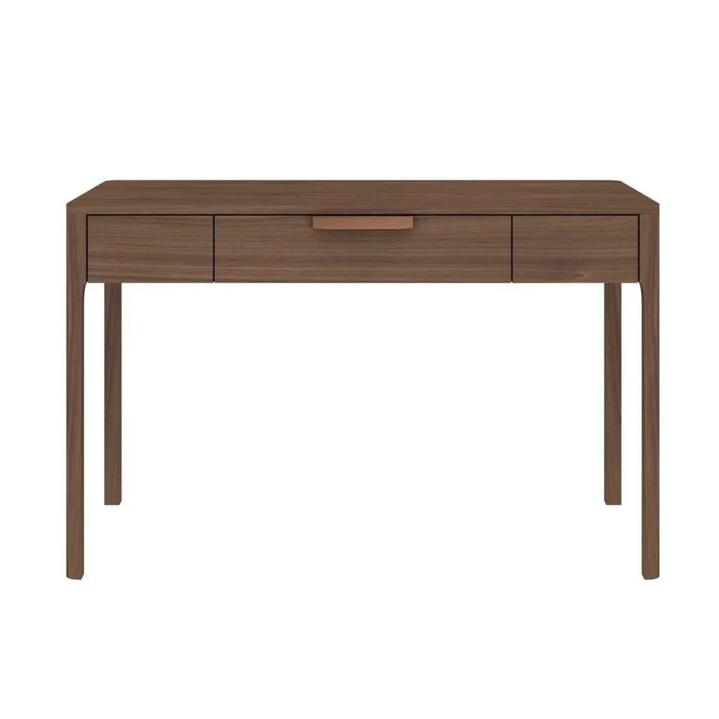 Gemni 47 Inch Office Desk, 1 Drawer, Rectangular, Walnut Brown Wood Finish By Casagear Home