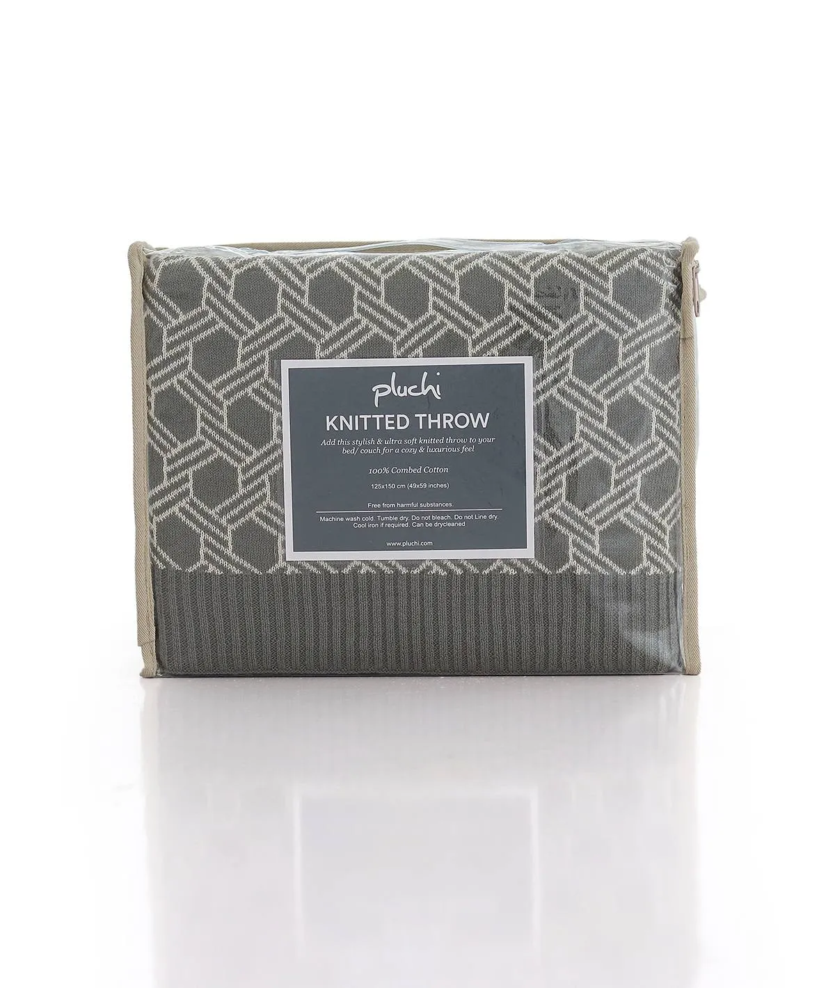 Geometric Fossil & Natural Color 100% Cotton Knitted All Season AC Throw Blanket