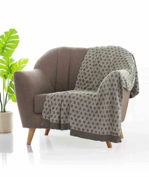 Geometric Fossil & Natural Color 100% Cotton Knitted All Season AC Throw Blanket