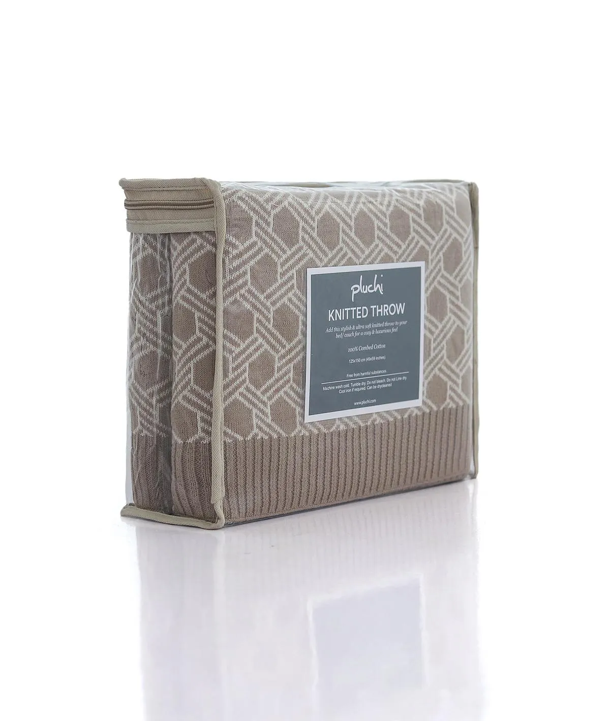 Geometric Stone & Natural Color 100% Cotton Knitted All Season AC Throw Blanket
