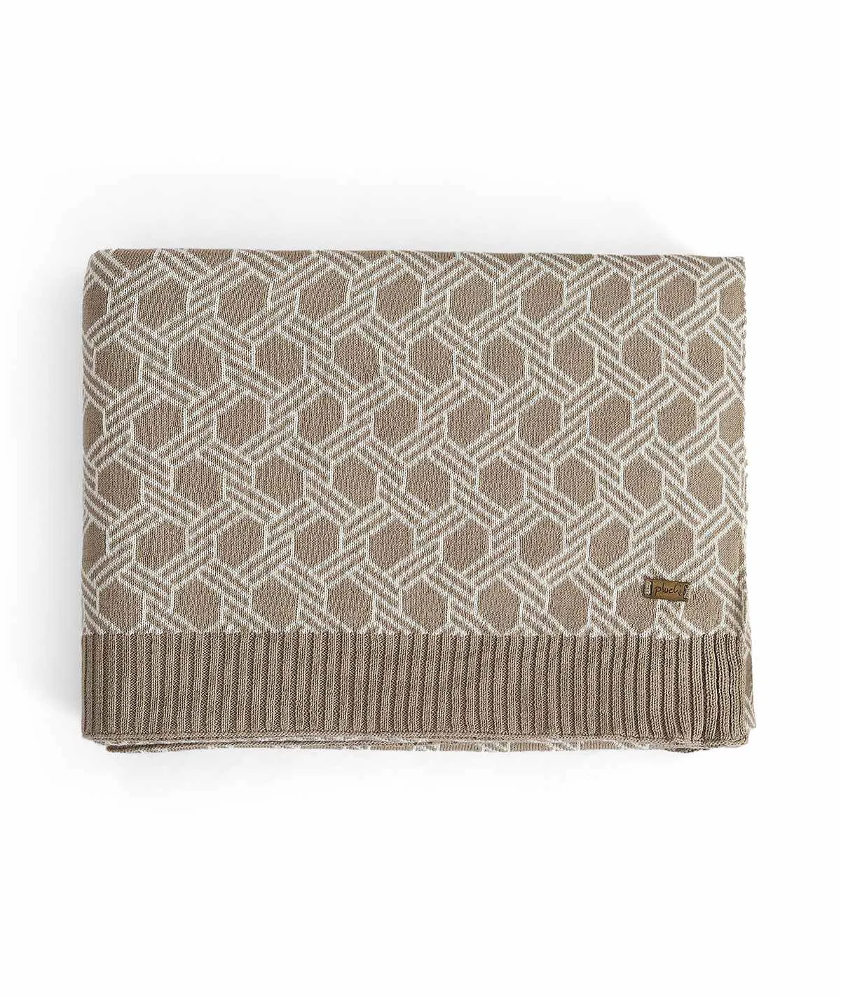 Geometric Stone & Natural Color 100% Cotton Knitted All Season AC Throw Blanket