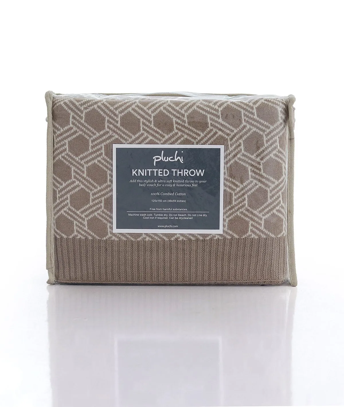 Geometric Stone & Natural Color 100% Cotton Knitted All Season AC Throw Blanket