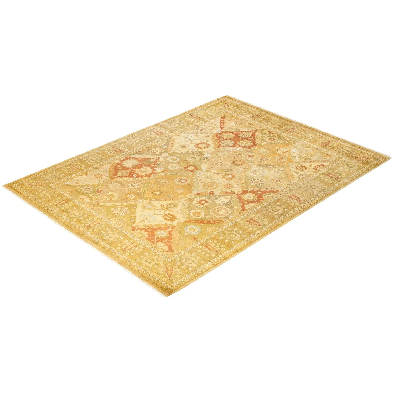 Gold Traditional Wool Rug - 8' x 10'7"