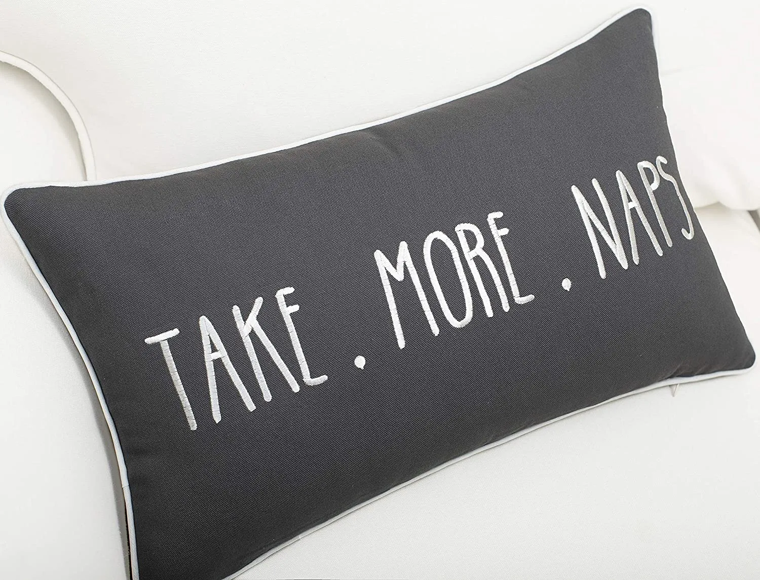 Grey Take More Naps Pillow