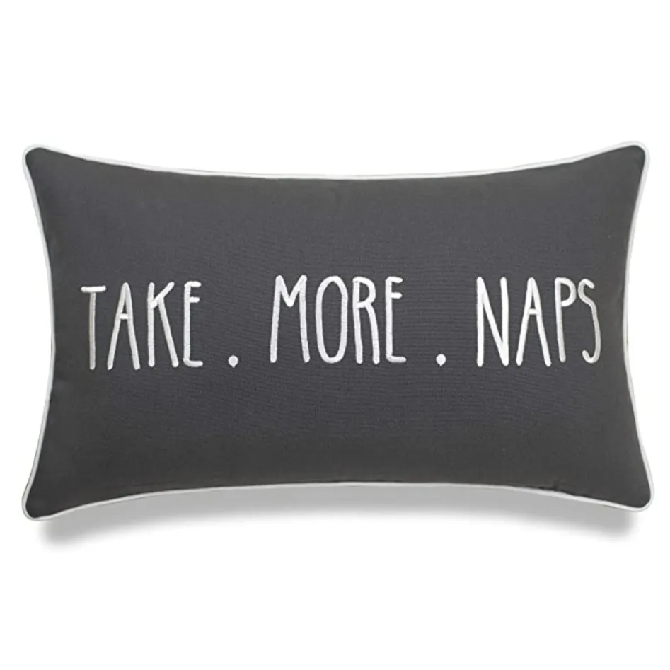 Grey Take More Naps Pillow