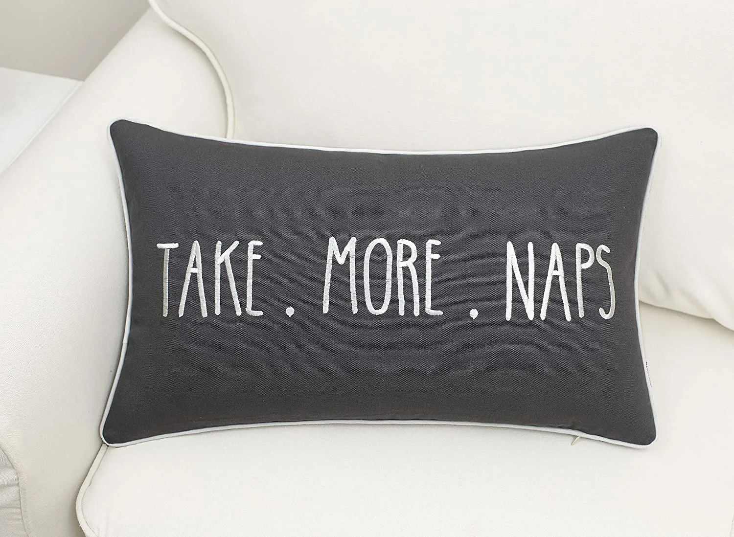 Grey Take More Naps Pillow