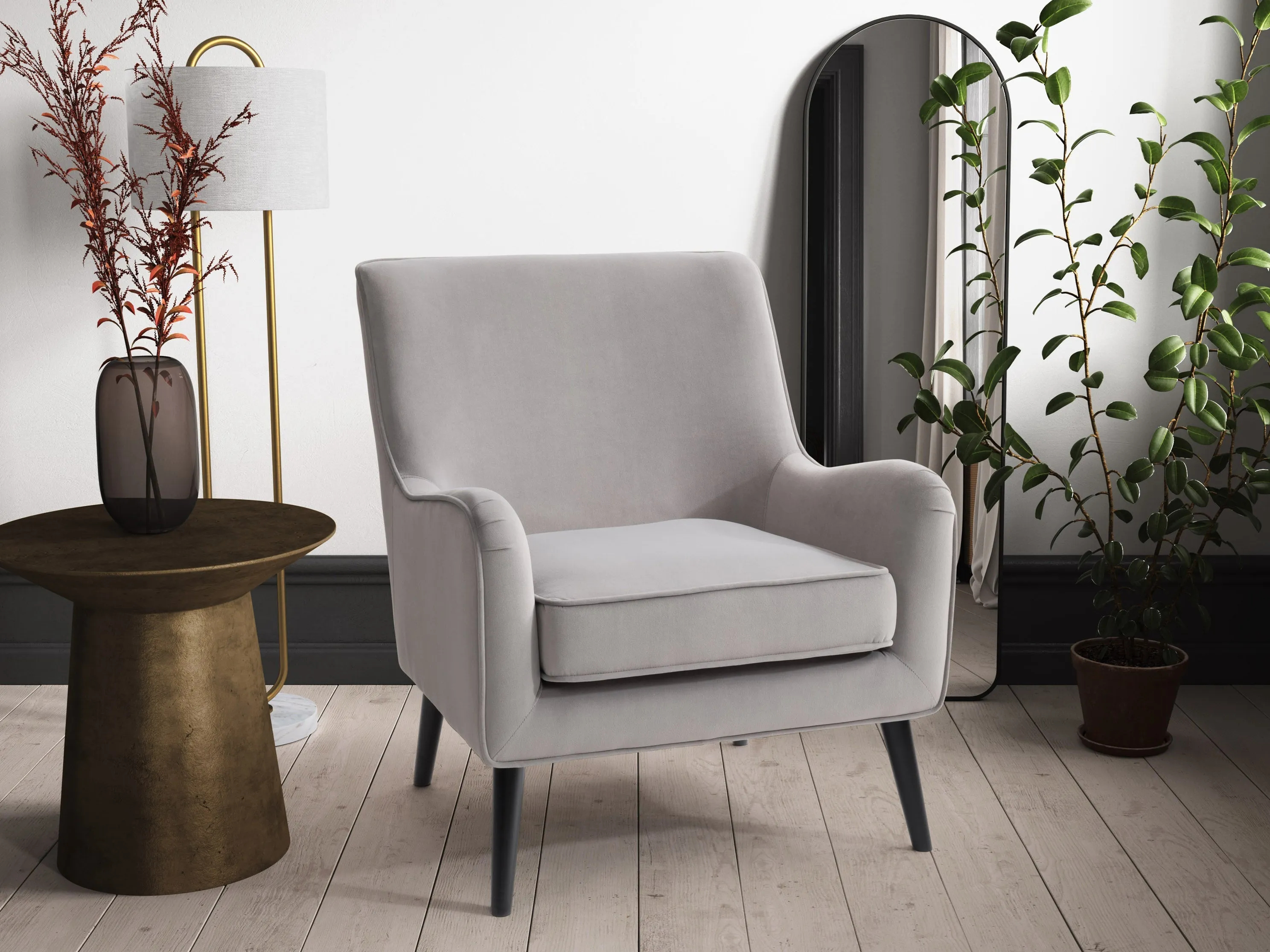 Grey Velvet Accent Chair