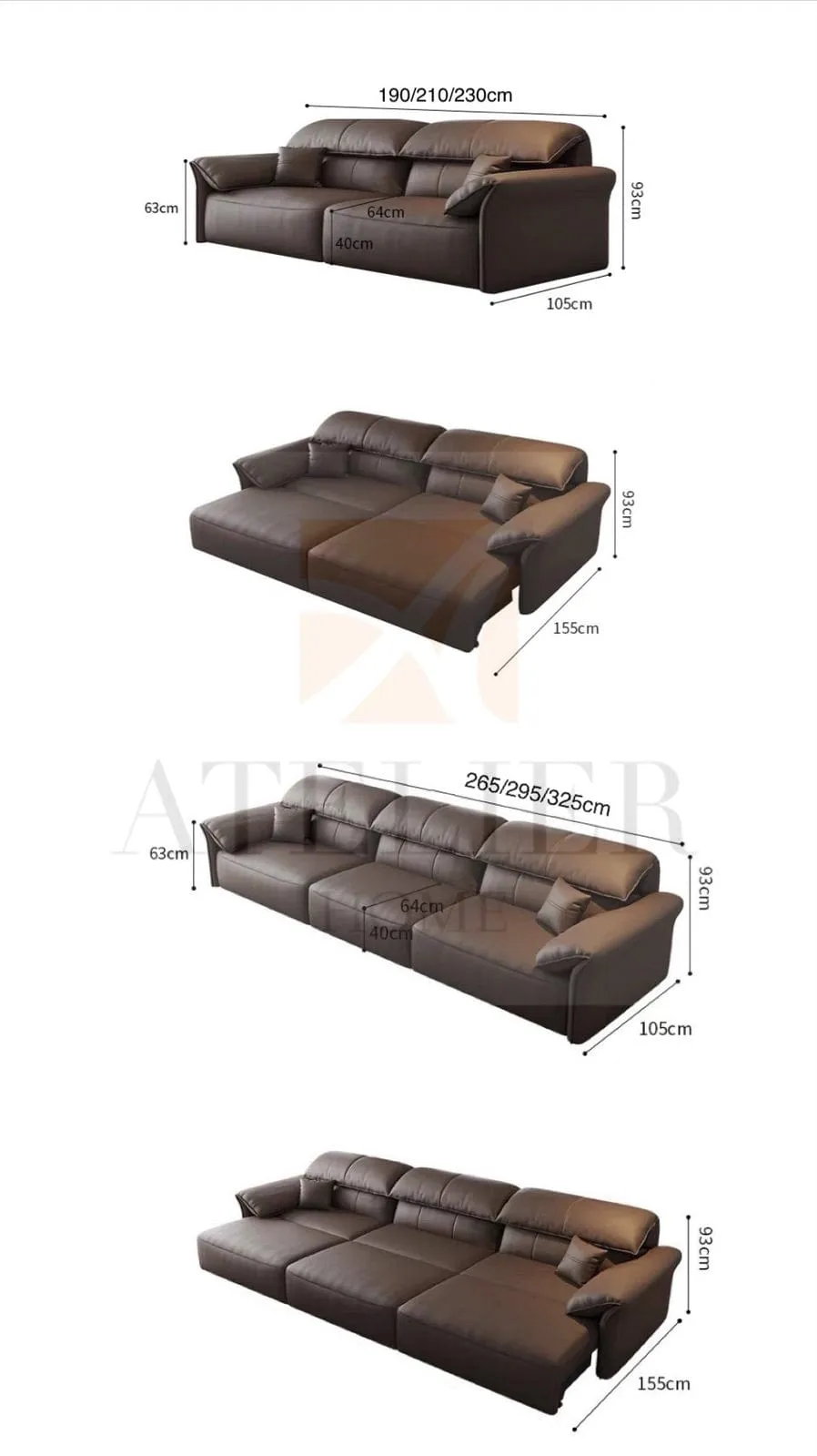 Handel Electric Motorized Leather Sofa Bed