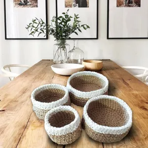 Handmade Jute Organizer Baskets  - Set of 4