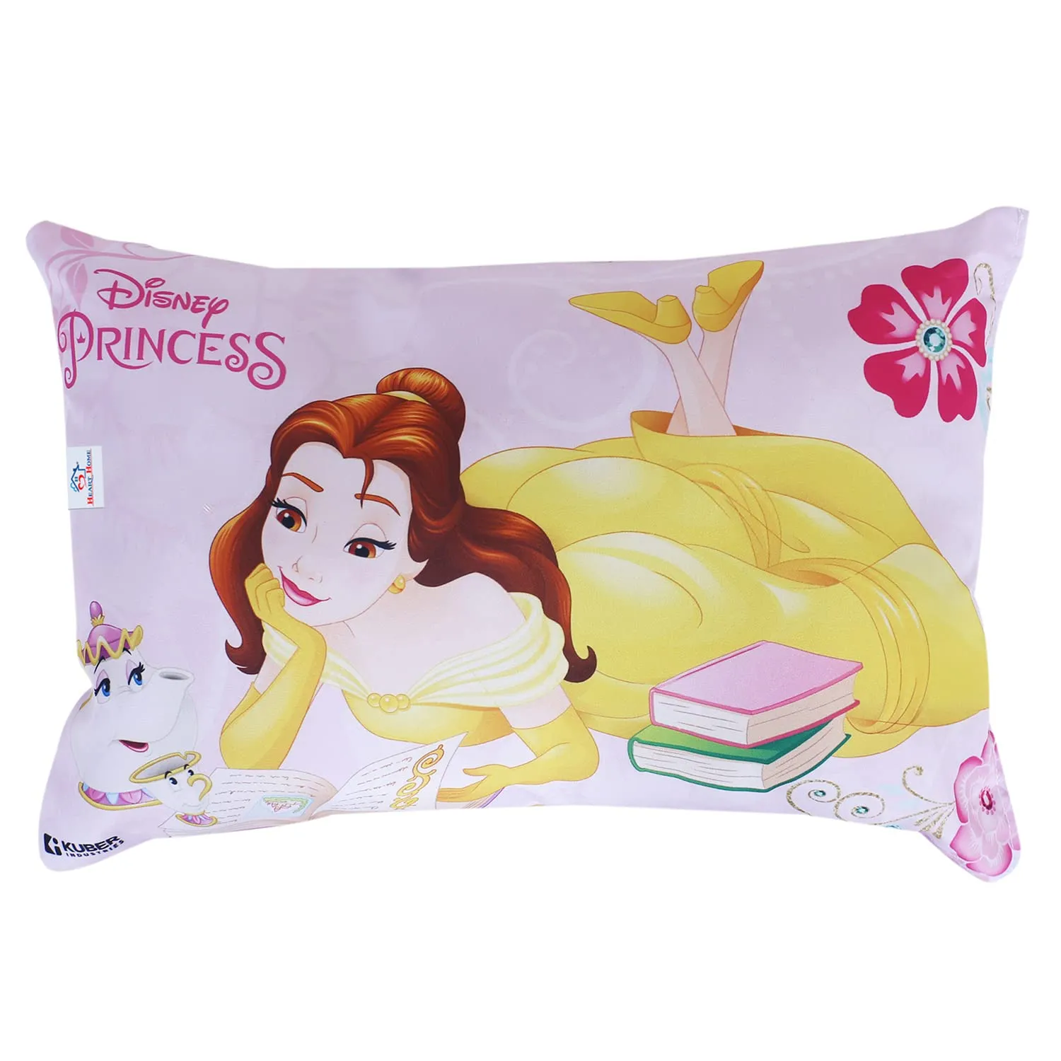 Heart Home Disney Princess Design Baby Pillow|Polyester Super soft Kids Pillow for Sleeping & Travel,12 x 18 Inch,Pack of 2 (Pink)