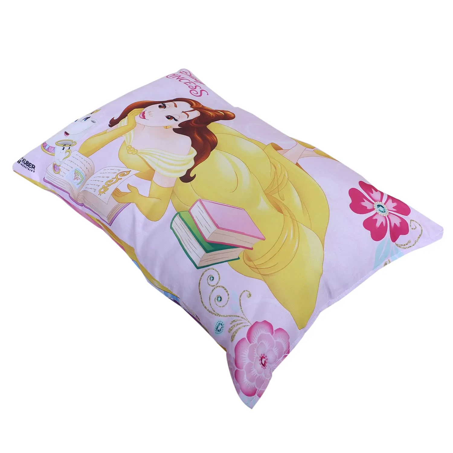 Heart Home Disney Princess Design Baby Pillow|Polyester Super soft Kids Pillow for Sleeping & Travel,12 x 18 Inch,Pack of 2 (Pink)