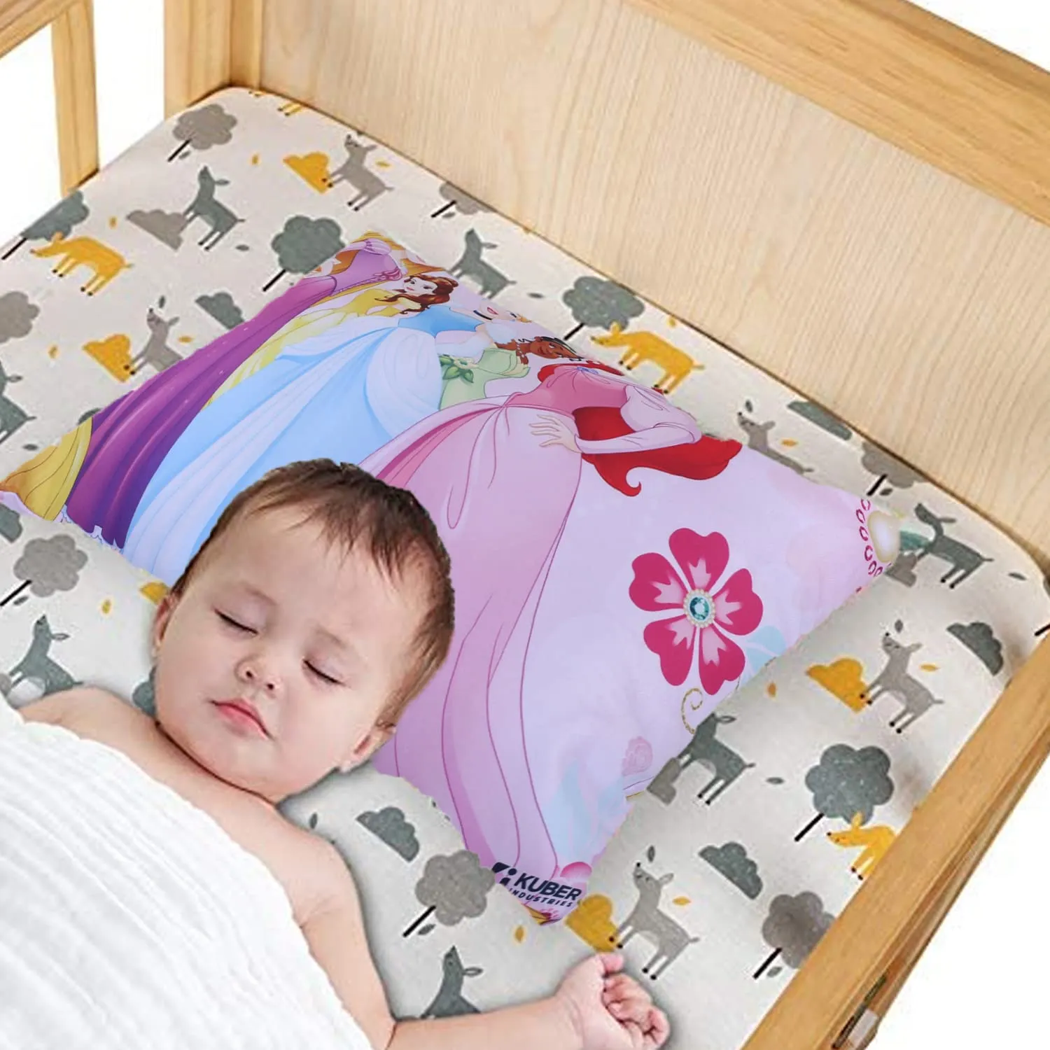 Heart Home Disney Princess Design Baby Pillow|Polyester Super soft Kids Pillow for Sleeping & Travel,12 x 18 Inch,Pack of 2 (Pink)