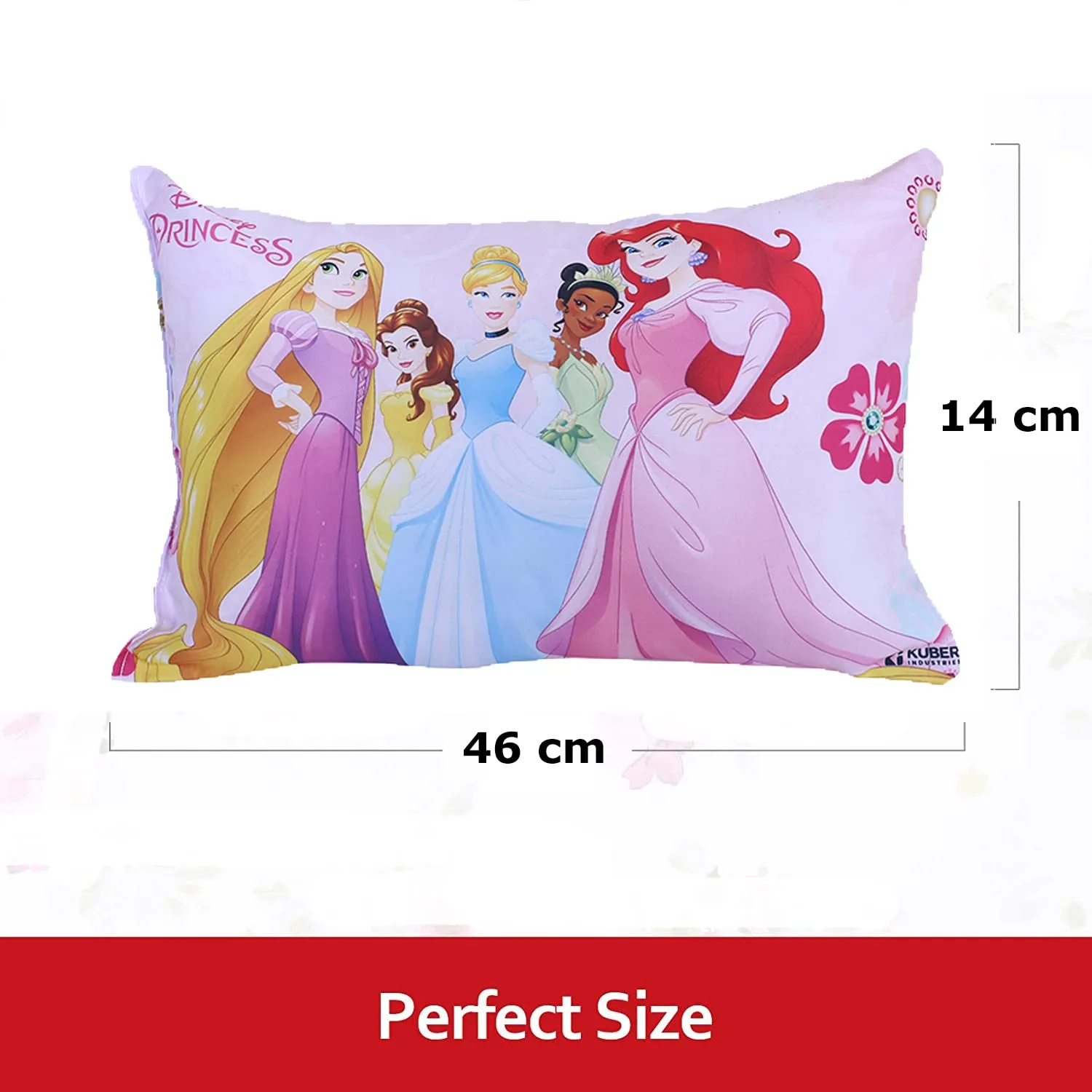 Heart Home Disney Princess Design Baby Pillow|Polyester Super soft Kids Pillow for Sleeping & Travel,12 x 18 Inch,Pack of 2 (Pink)