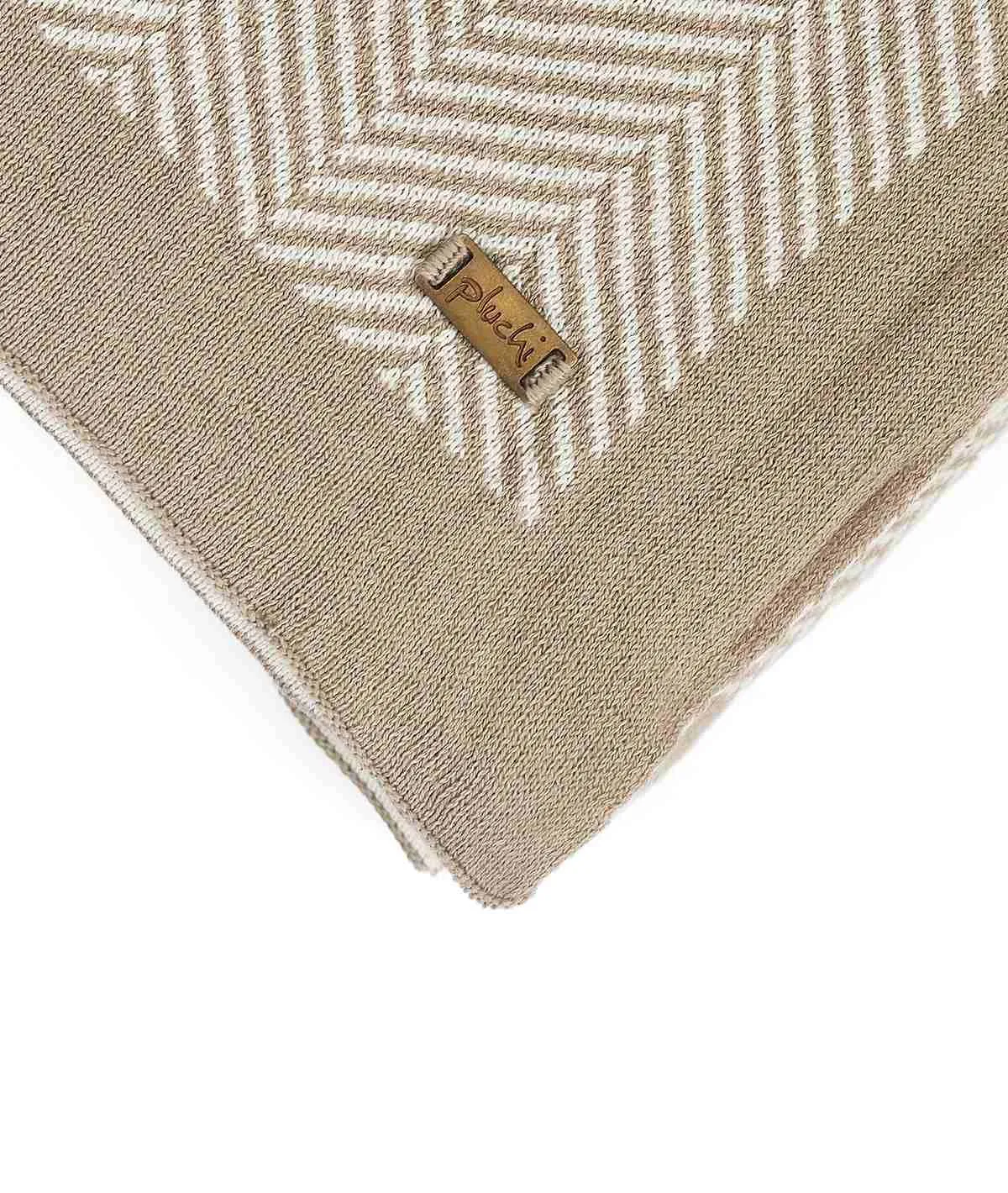 Herring Bone Stone & Natural Color 100% Cotton Knitted All Season AC Throw Blanket