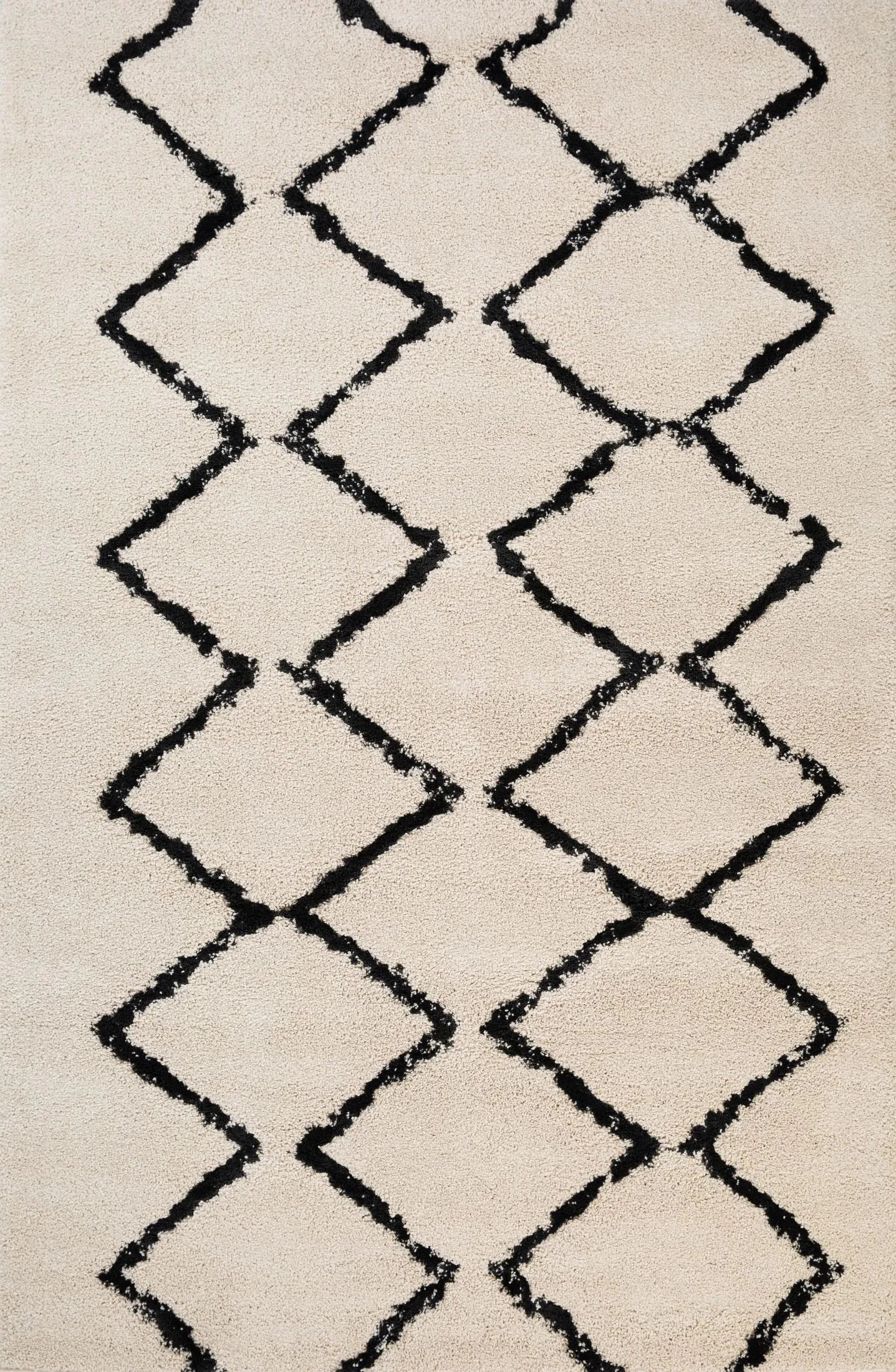 Hiero Moroccan Patterned Rug - Ivory and Charcoal 300 cm x 390 cm