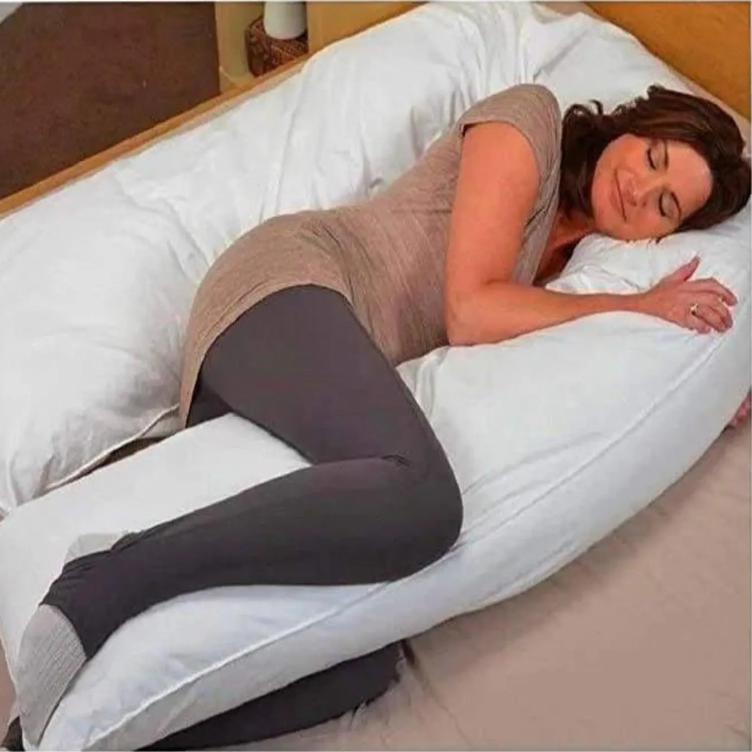 Hollowfibre Filled Full Body Support U-Shaped Maternity Pillow for Sleeping – 12 Feet