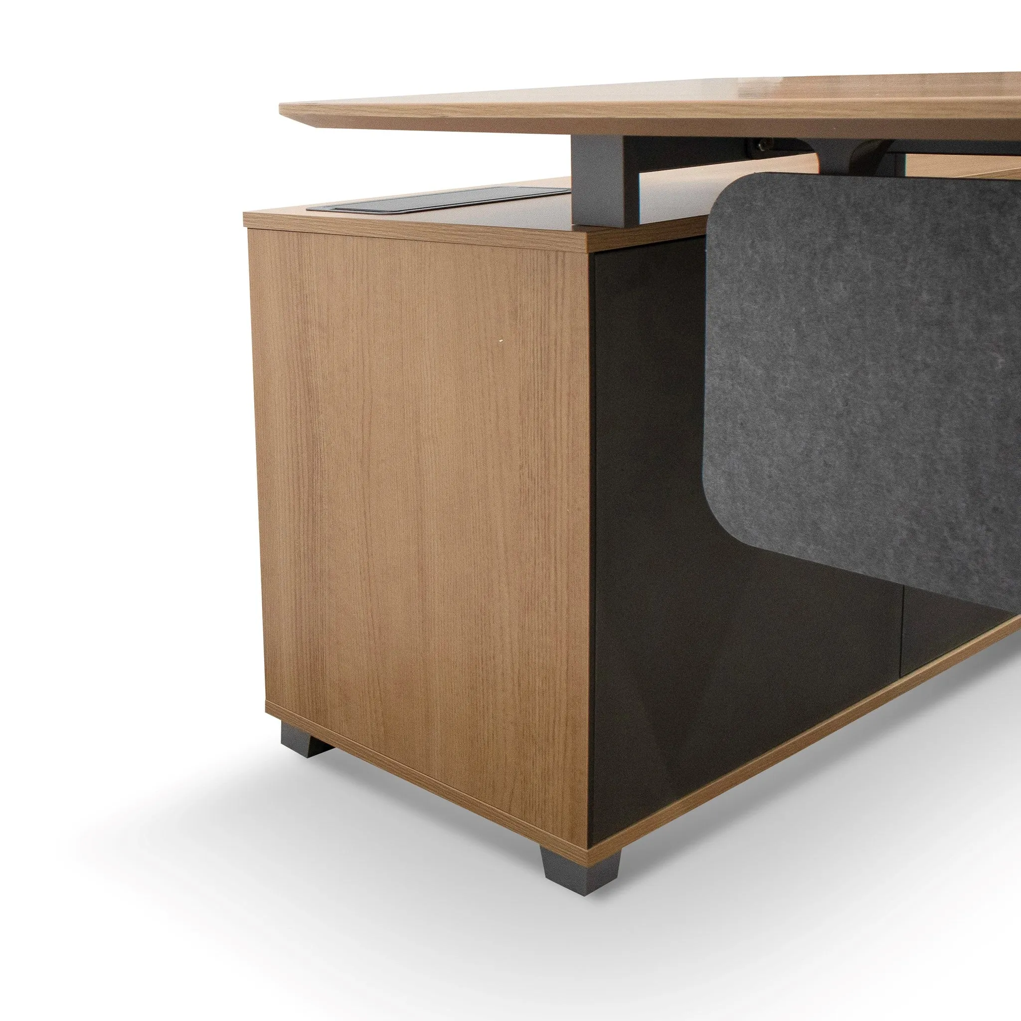 Hubert 2.2m Right Return Grey Office Desk - Natural Top