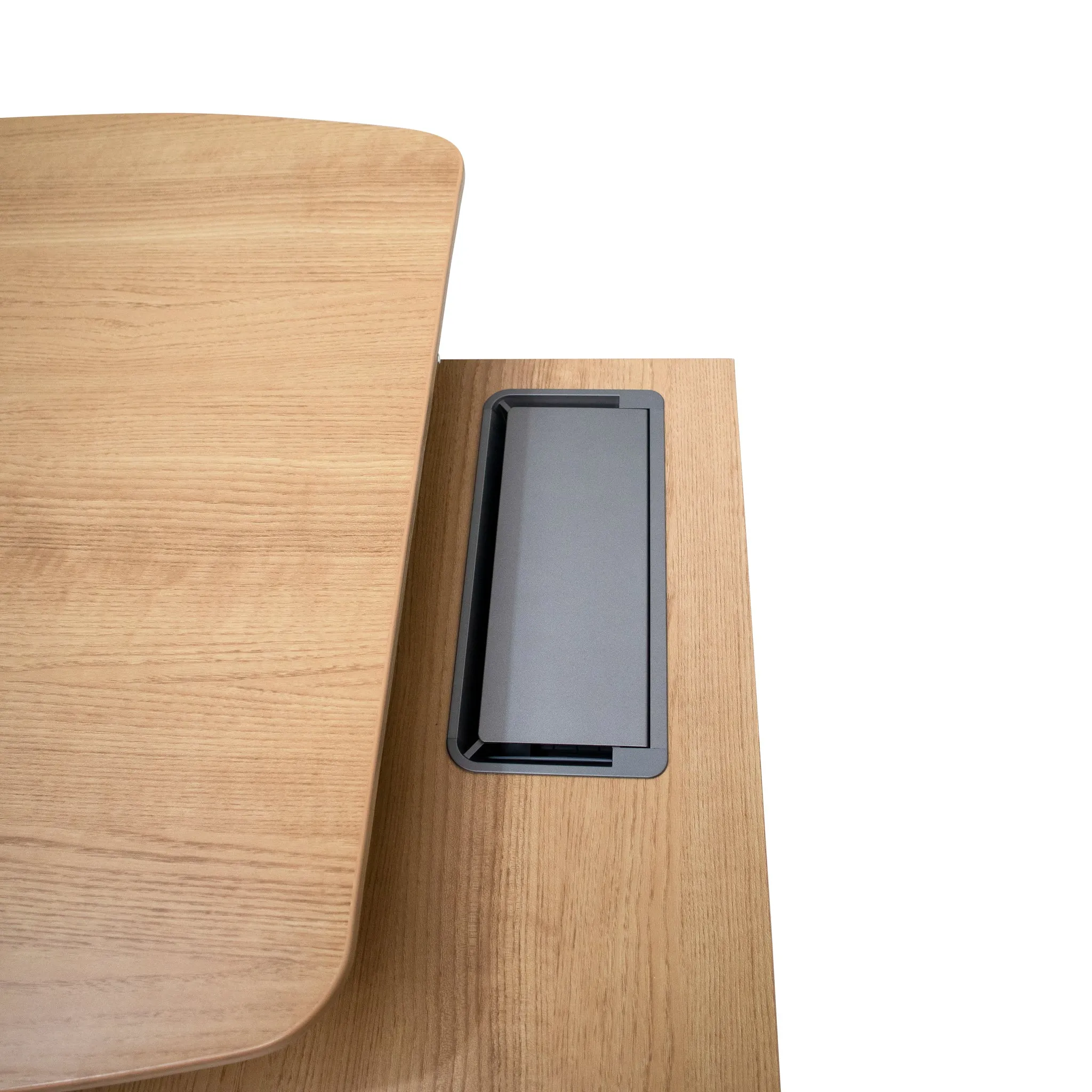 Hubert 2.2m Right Return Grey Office Desk - Natural Top