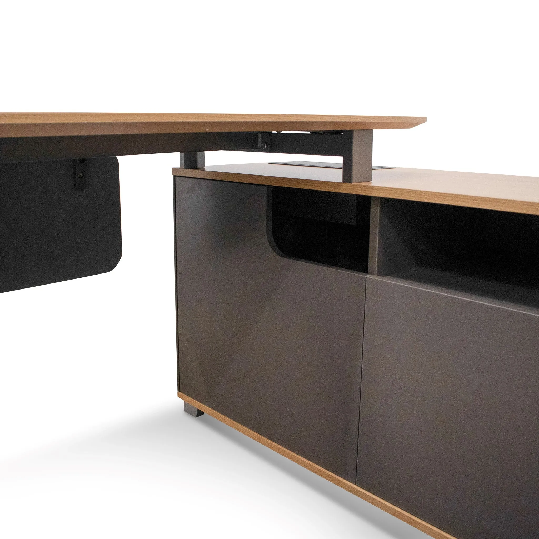 Hubert 2.2m Right Return Grey Office Desk - Natural Top