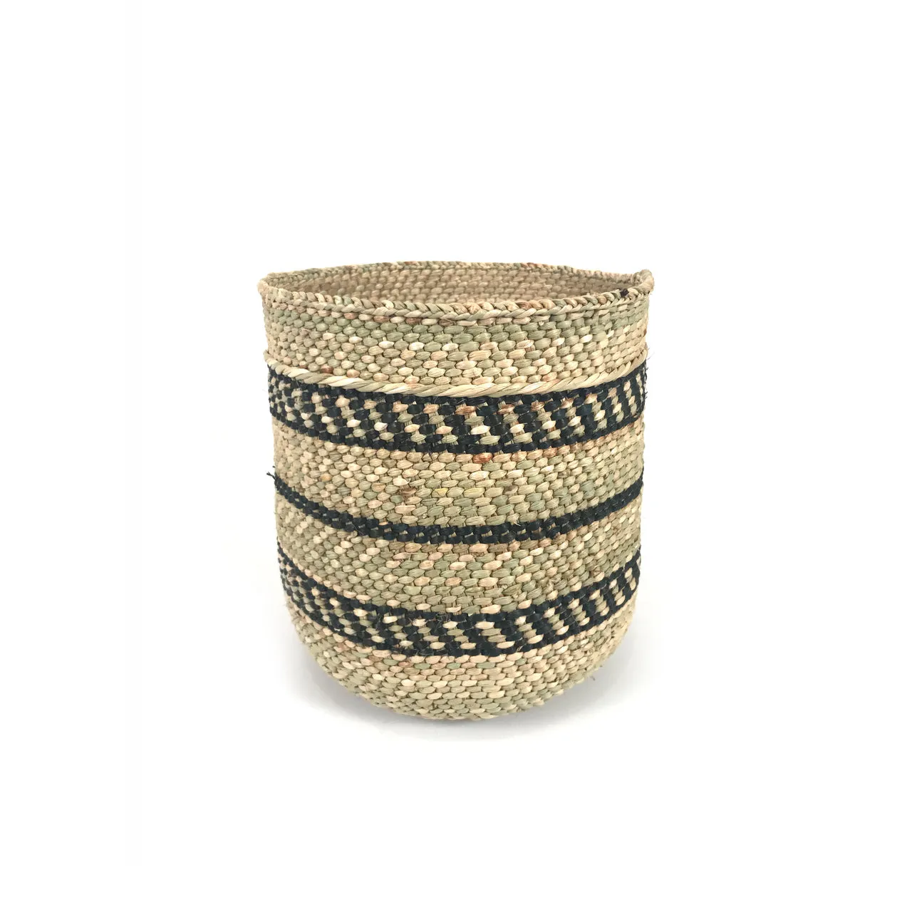 Iringa Woven Basket - Black Stripe  | Woven Milulu Grass - Africa