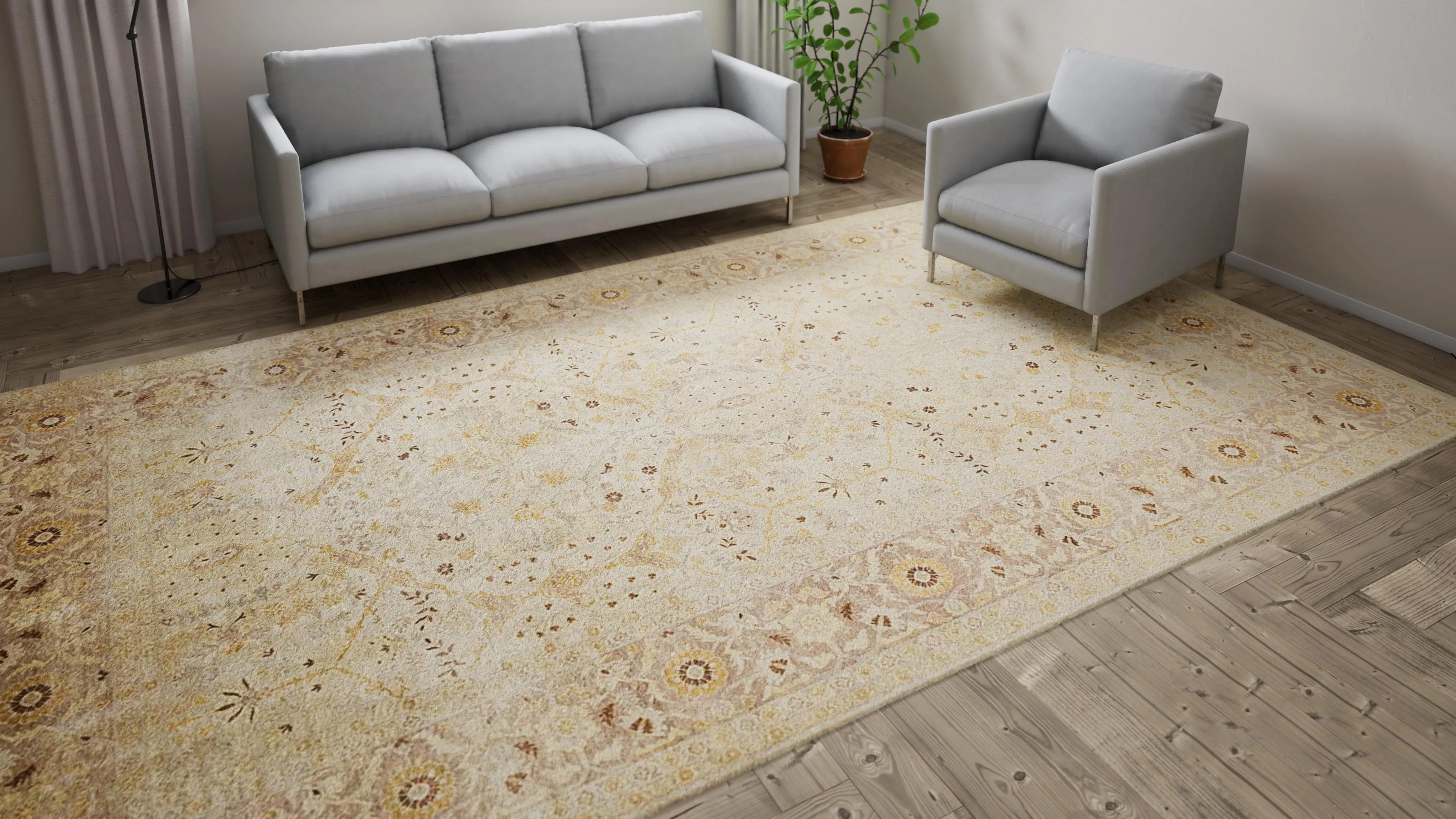 Ivory Traditional Wool Rug - 8'1" x 14'1"