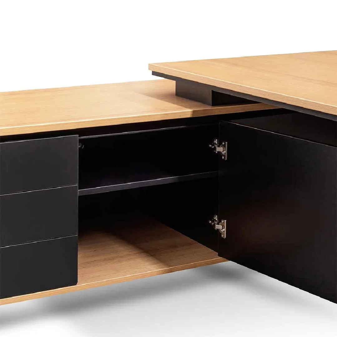 Janell 2.3m Left Return Office Desk - Natural