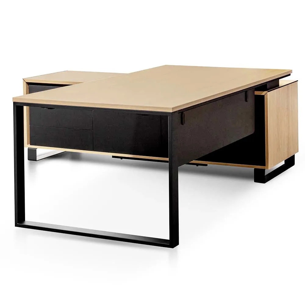 Janell 2.3m Left Return Office Desk - Natural