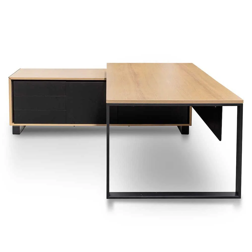 Janell 2.3m Left Return Office Desk - Natural