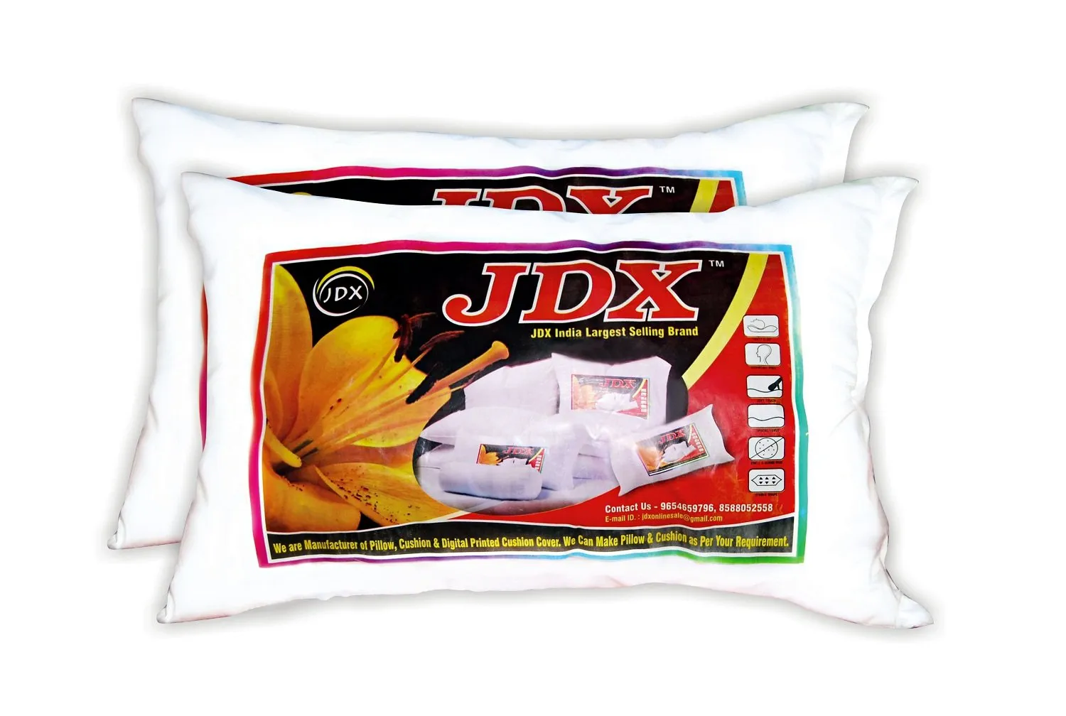 JDX Premium Hotel Quality Fibre Pillow Set of 2-44x61