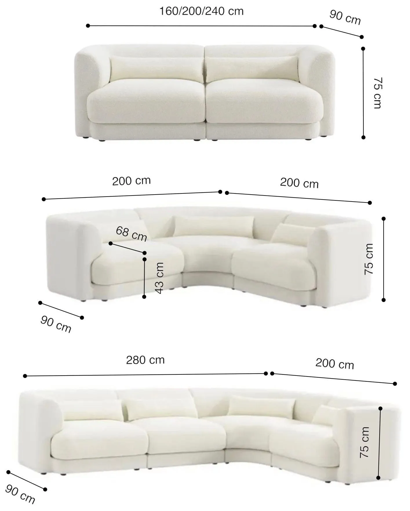 Jim Boucle Curve Sofa