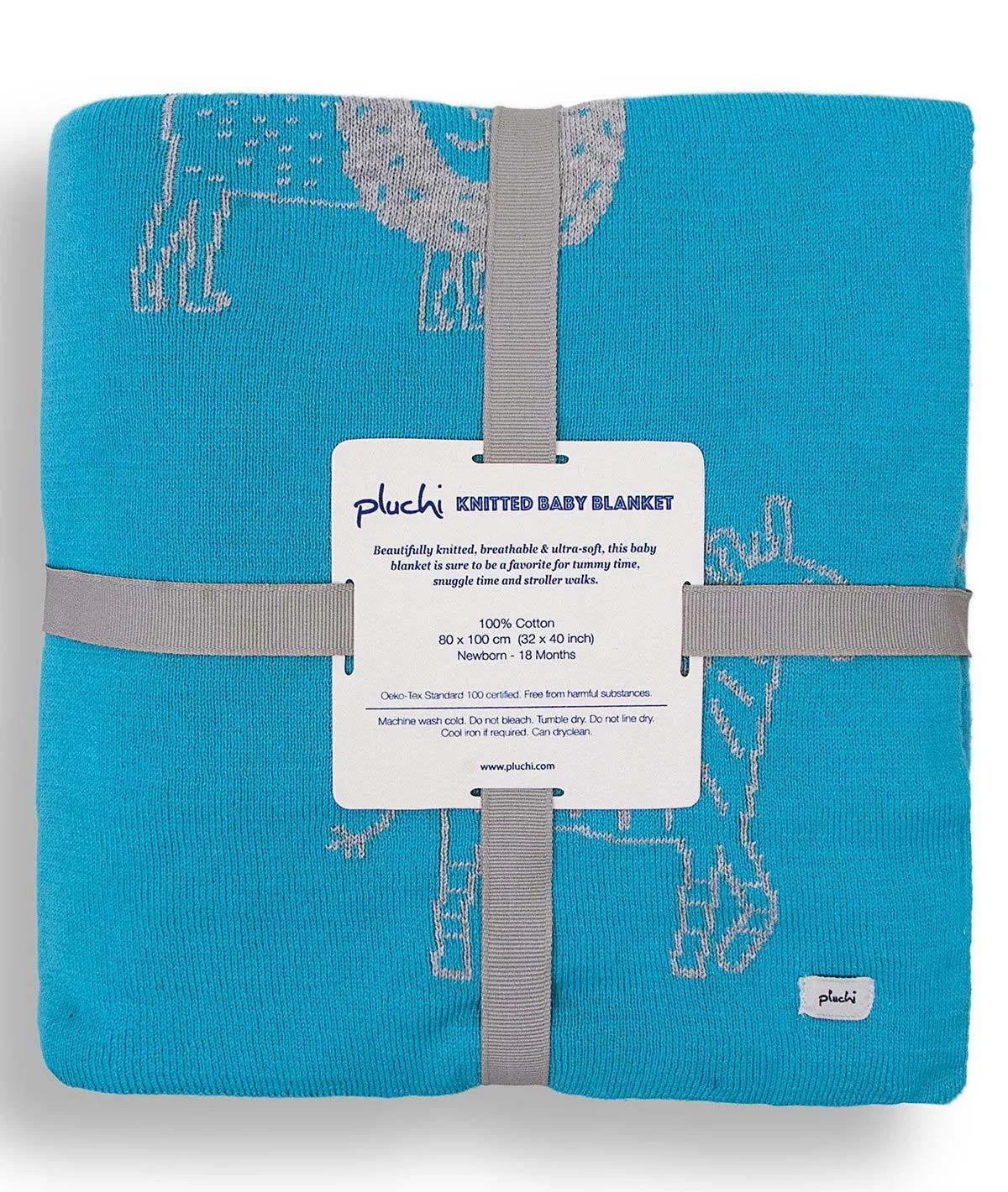 Jungle Safari Med Aqua 100% Cotton Knitted All Seasons AC Blanket for Babies