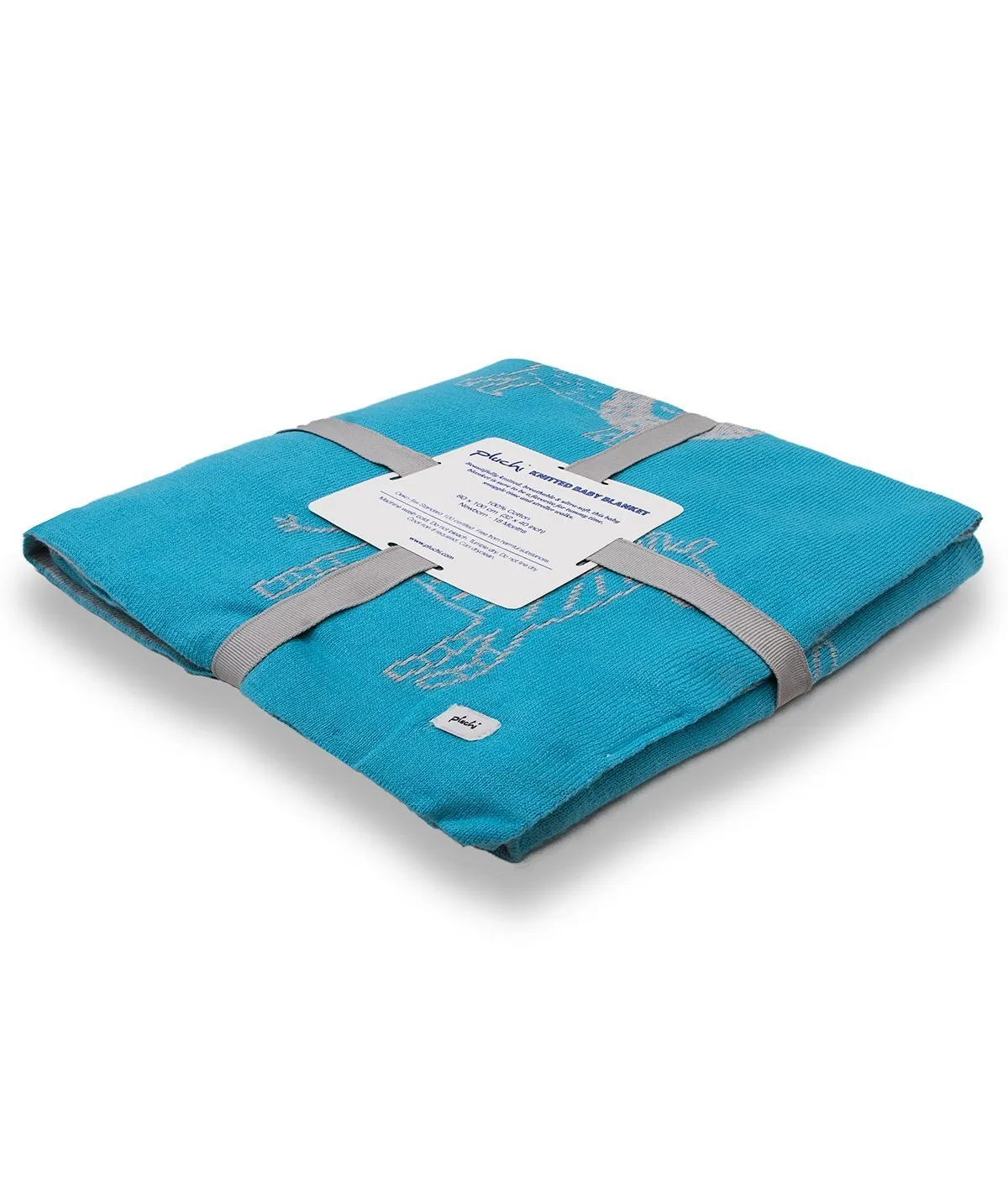 Jungle Safari Med Aqua 100% Cotton Knitted All Seasons AC Blanket for Babies
