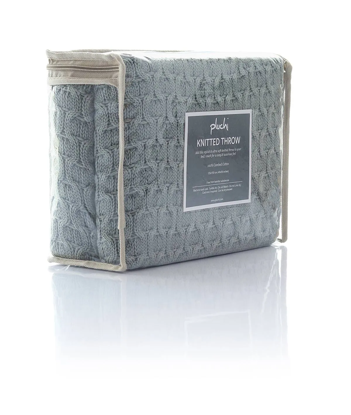 Kelly Knit Cotton Knitted All Season AC Throw Blanket (Medium Grey)