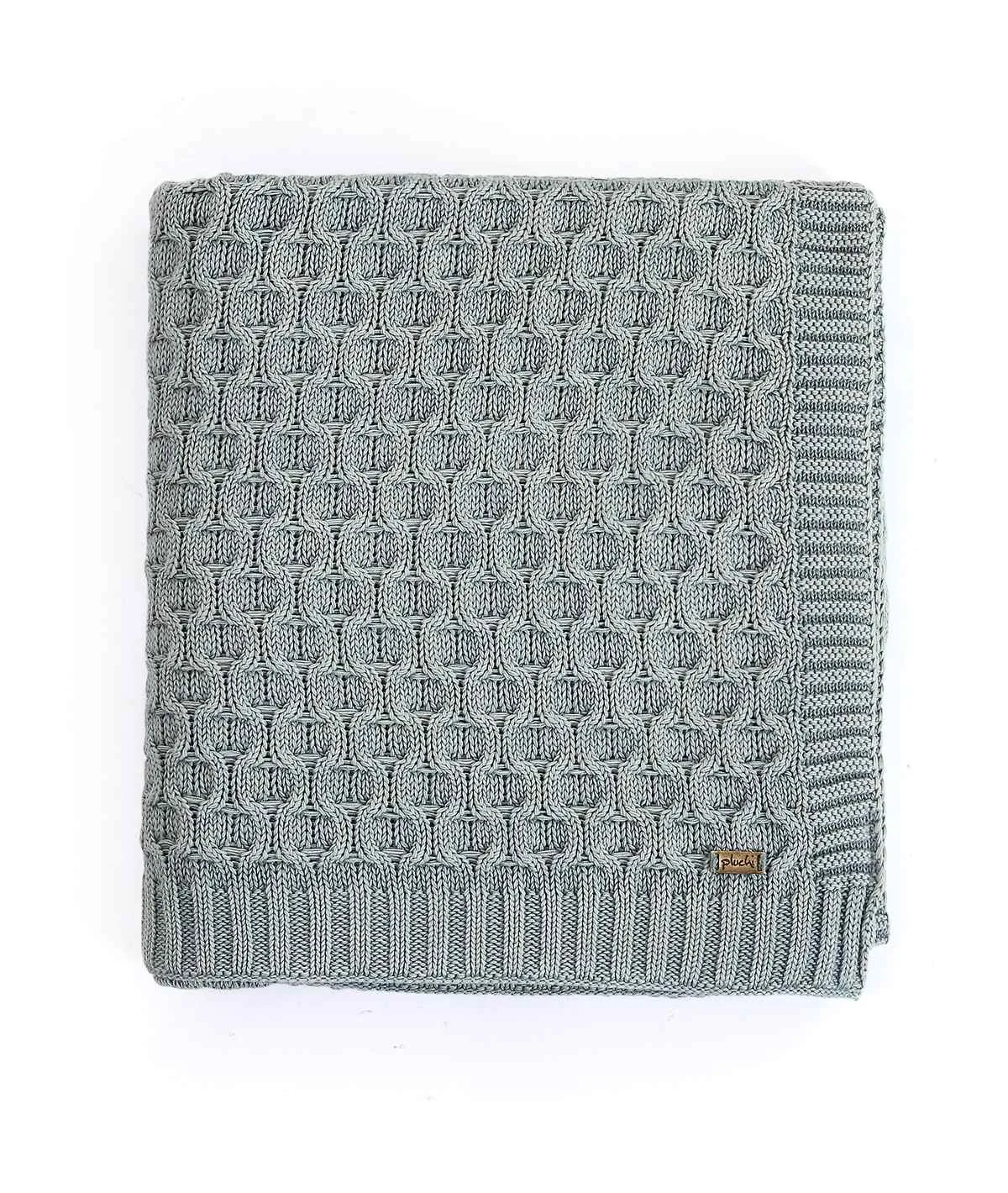 Kelly Knit Cotton Knitted All Season AC Throw Blanket (Medium Grey)