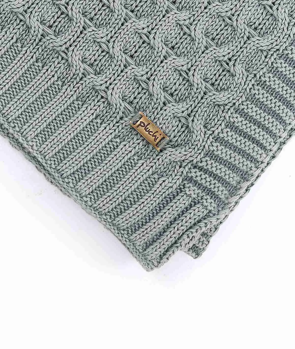 Kelly Knit Cotton Knitted All Season AC Throw Blanket (Medium Grey)