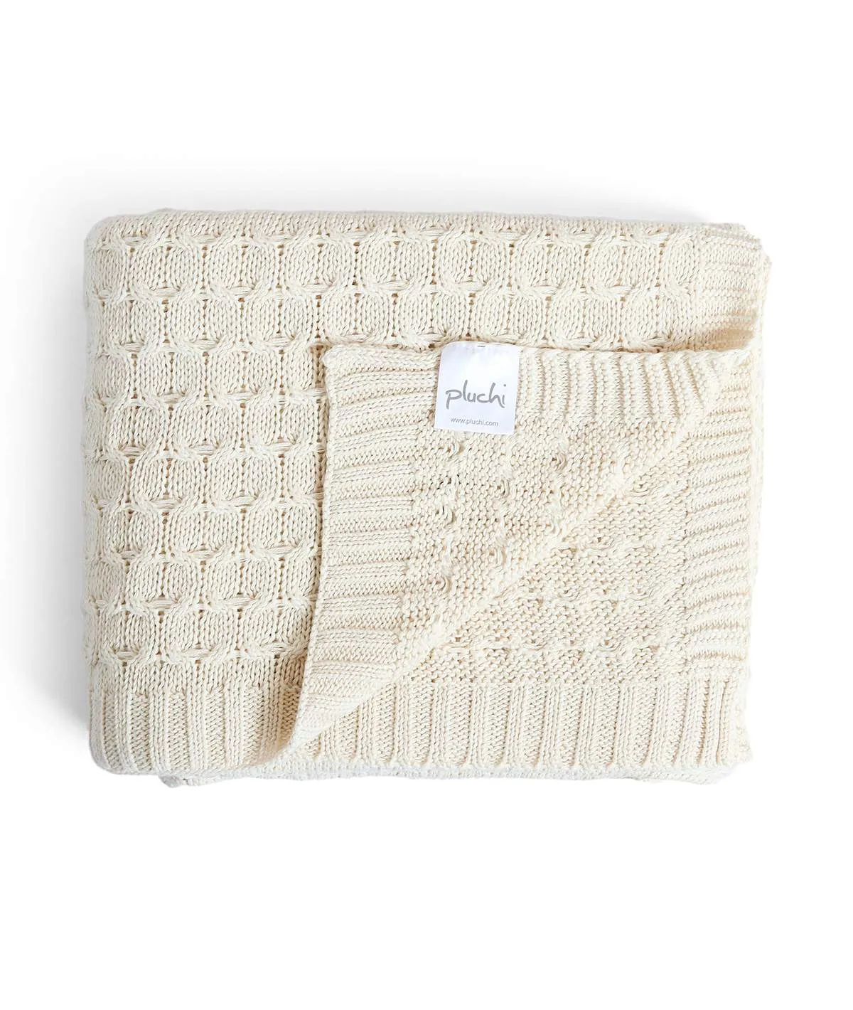 Kelly Knit Cotton Knitted All Season AC Throw Blanket (Natural)