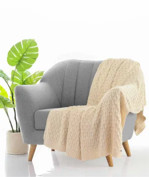 Kelly Knit Cotton Knitted All Season AC Throw Blanket (Natural)