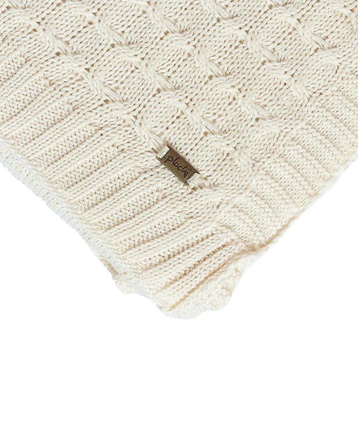 Kelly Knit Cotton Knitted All Season AC Throw Blanket (Natural)