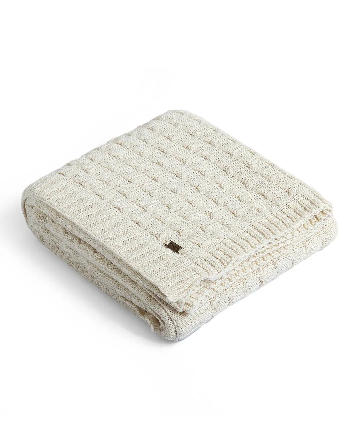 Kelly Knit Cotton Knitted All Season AC Throw Blanket (Natural)