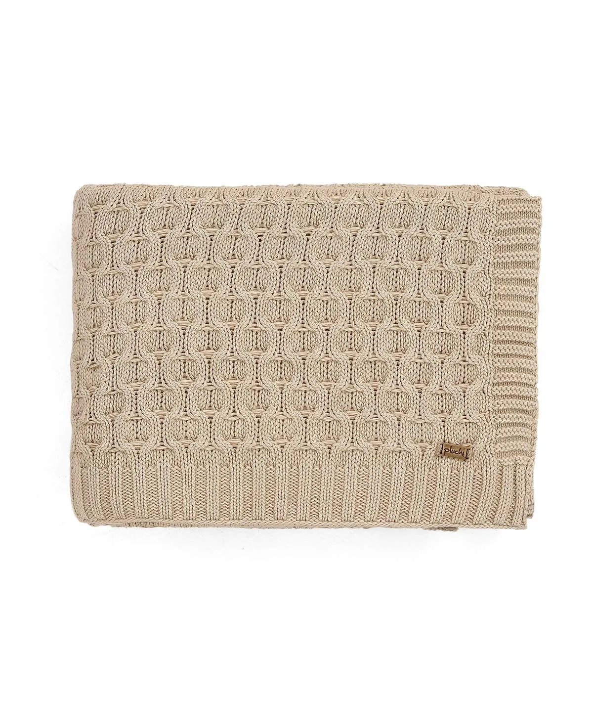 Kelly Knit Cotton Knitted All Season AC Throw Blanket (Stone)