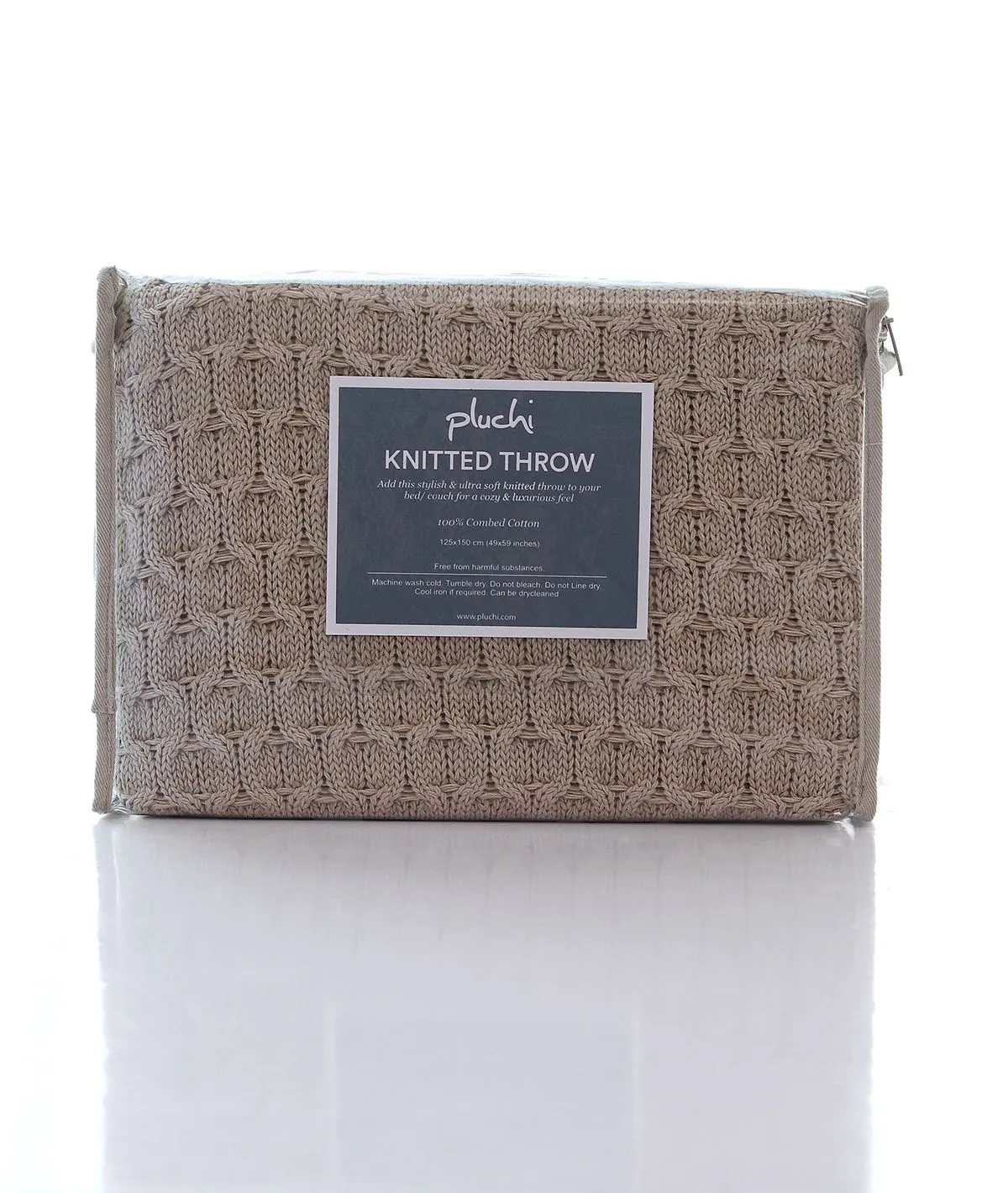 Kelly Knit Cotton Knitted All Season AC Throw Blanket (Stone)