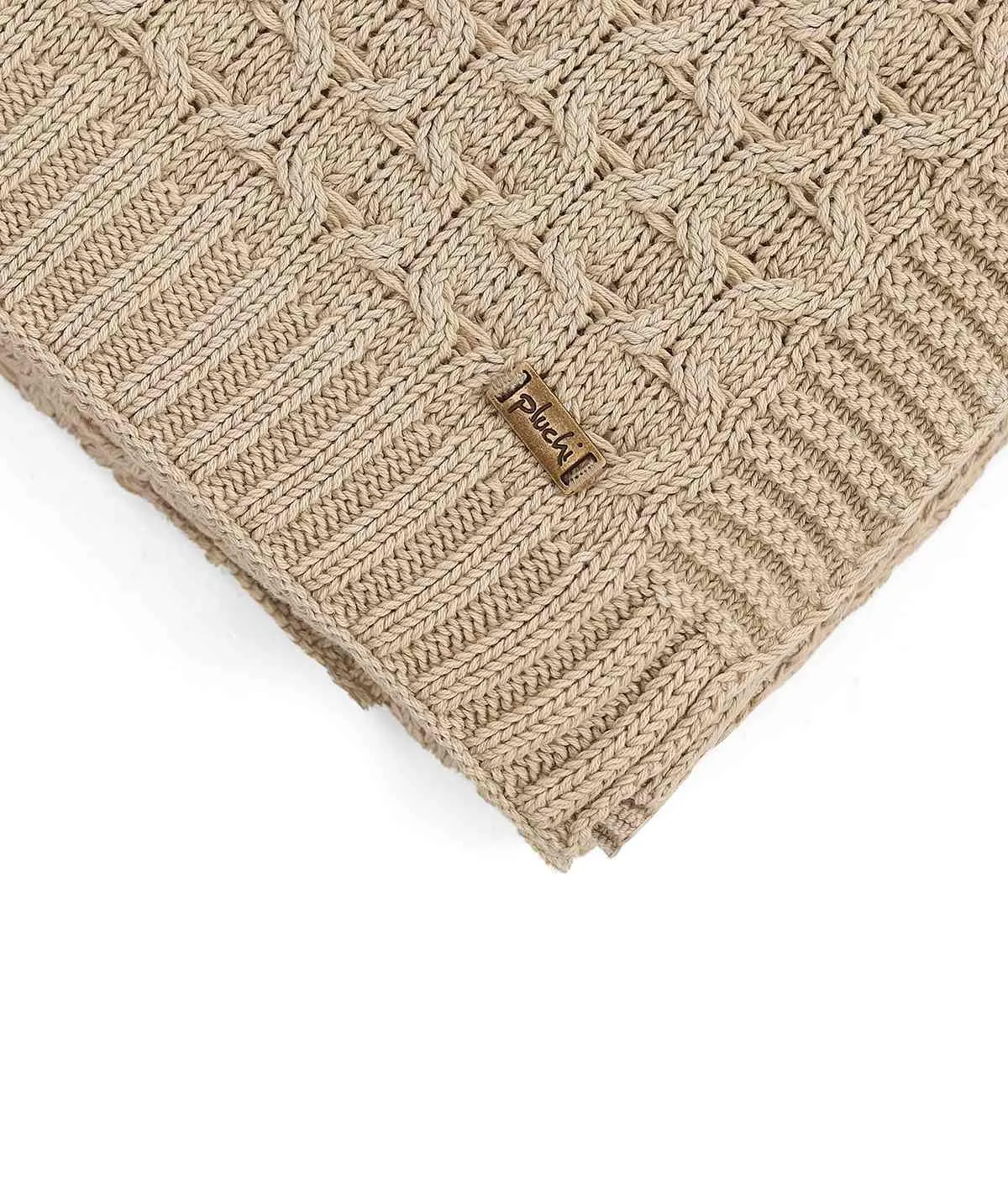 Kelly Knit Cotton Knitted All Season AC Throw Blanket (Stone)