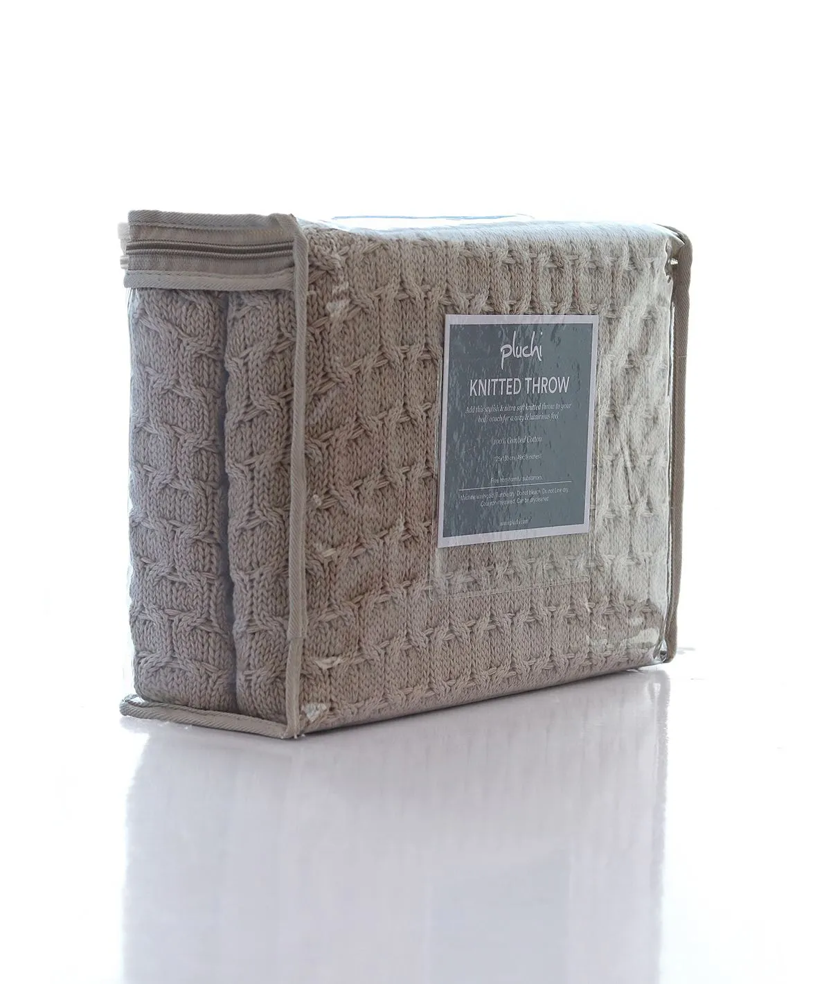 Kelly Knit Cotton Knitted All Season AC Throw Blanket (Stone)