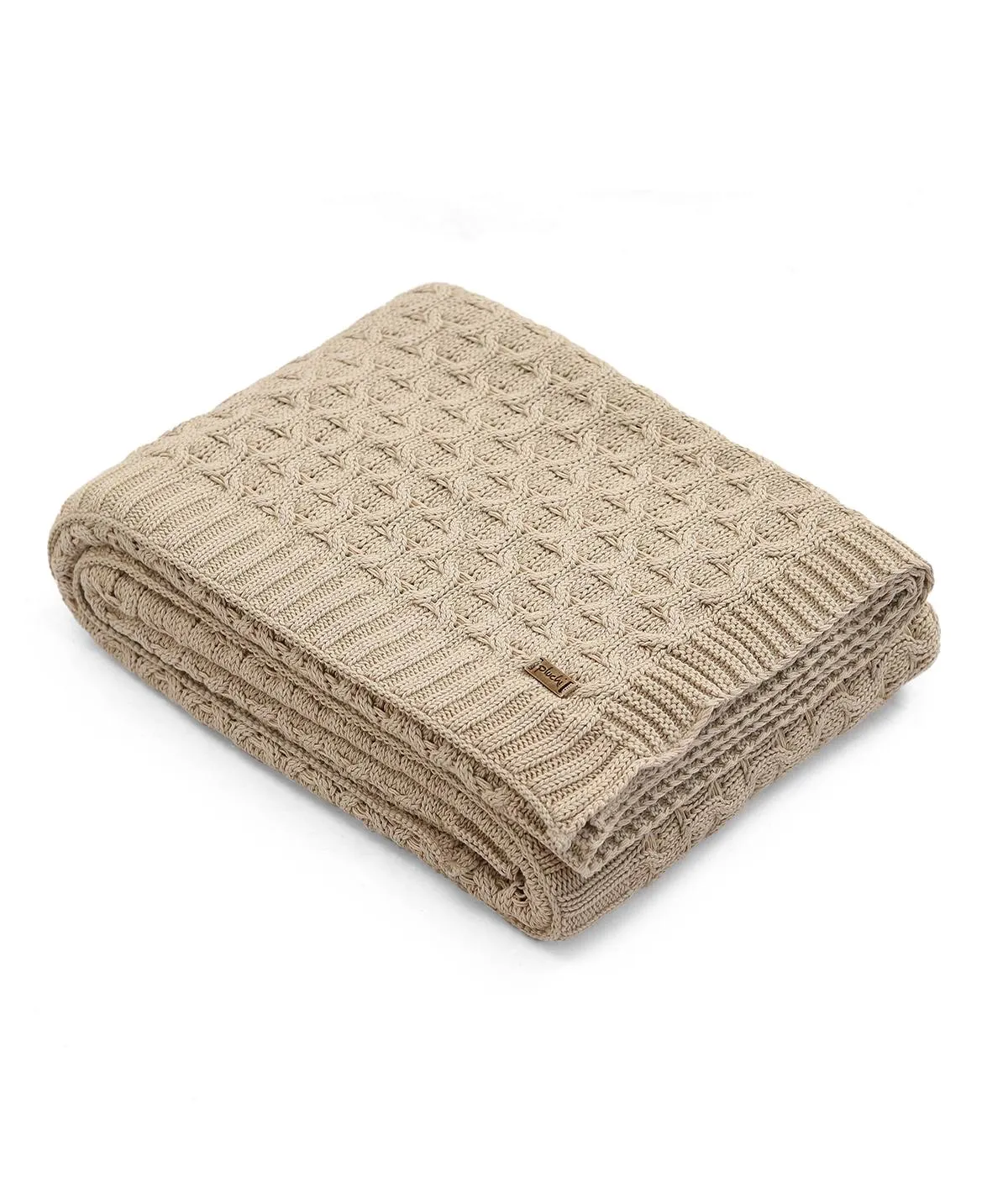Kelly Knit Cotton Knitted All Season AC Throw Blanket (Stone)