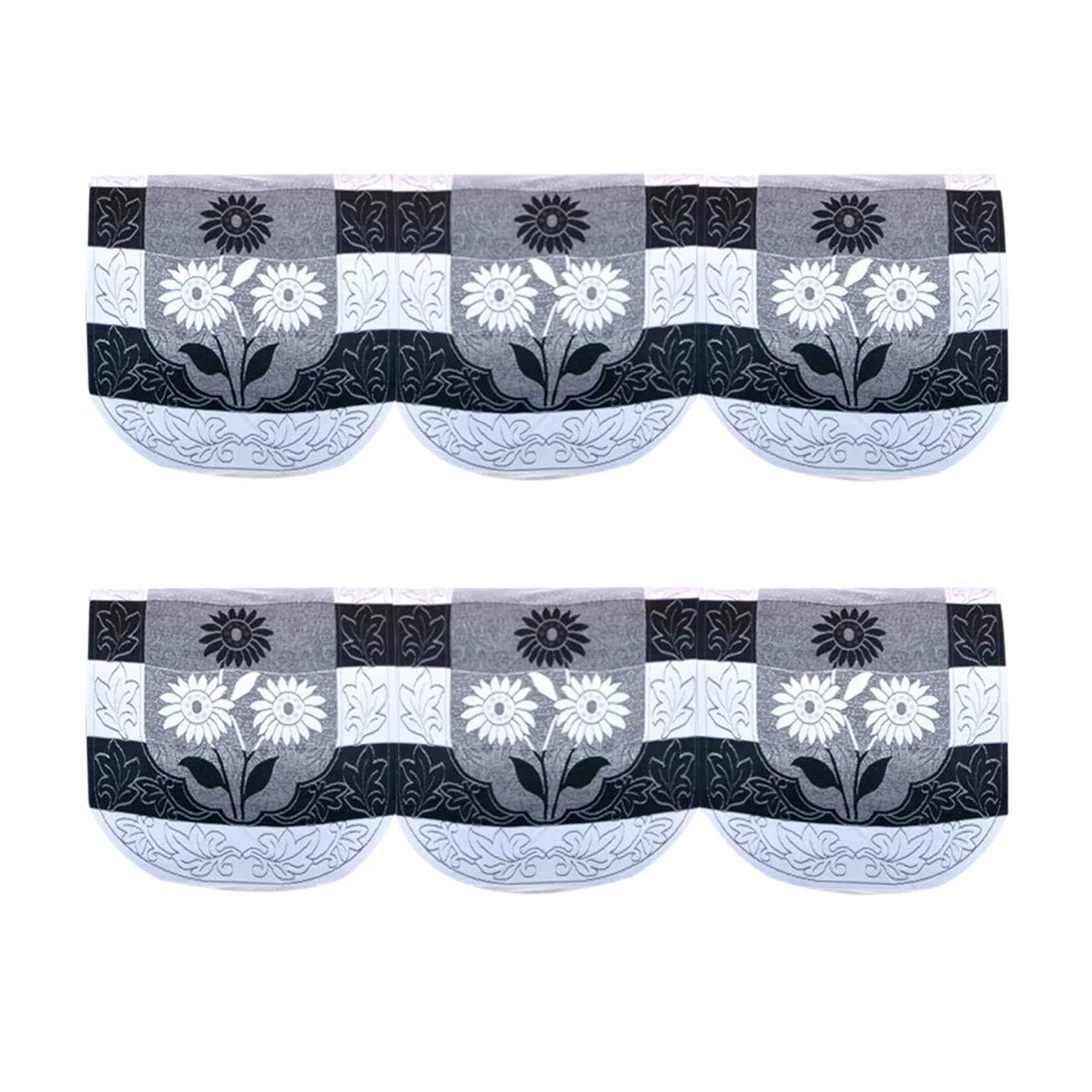 Kuber Industries Flower Design Cotton 3 Seater Sofa Cover Set|Premium Cotton & Flower Design|Pack of 2 (Black)