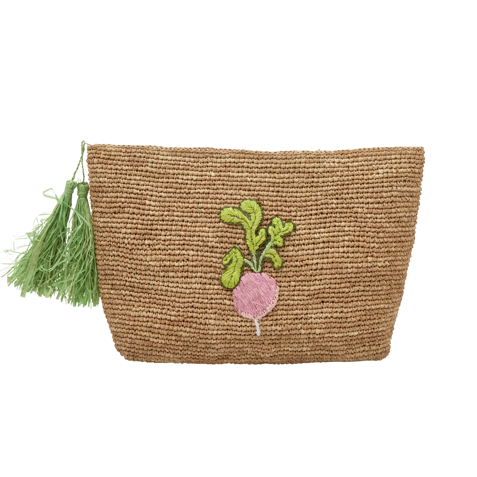 Large Raffia Clutch - Tea